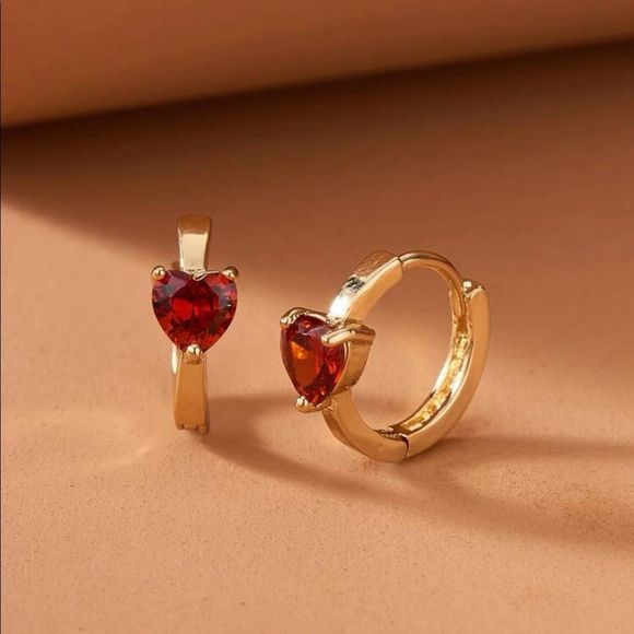 Heather Heart Mini Hoop Earrings - Picture 1 of 3